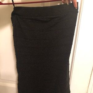 Black Glittery Ribbed Tube Dress